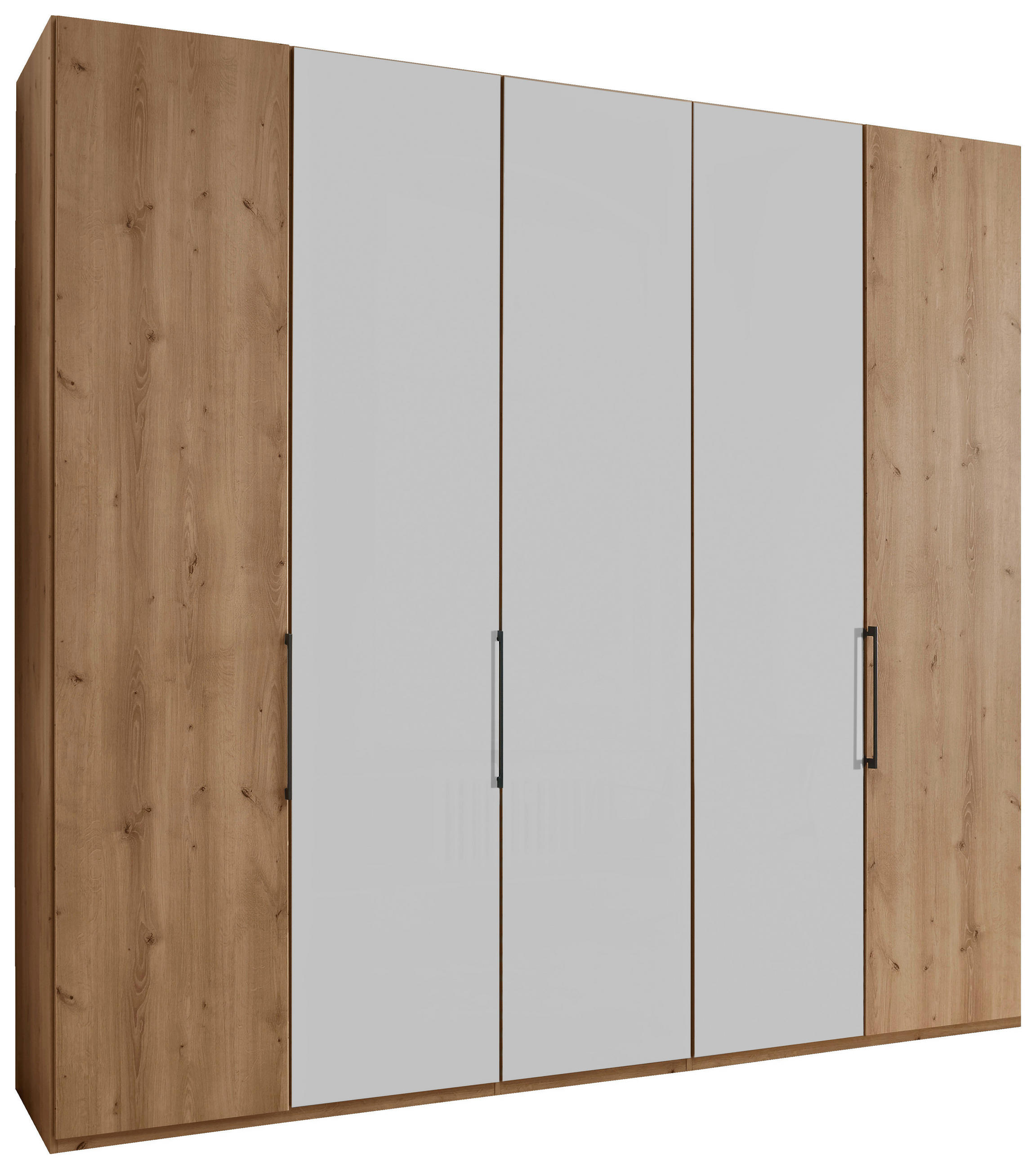 FALTTÜRENSCHRANK Weiss, Eiche Bianco  - Schieferfarben/Weiss, Konventionell, Glas/Holzwerkstoff (250/216/58cm) - Dieter Knoll