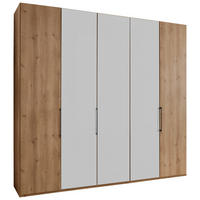 FALTTÜRENSCHRANK 250/216/58 cm 3-türig Weiß, Eiche Bianco  - Schieferfarben/Eiche Bianco, KONVENTIONELL, Glas/Holzwerkstoff (250/216/58cm) - Dieter Knoll