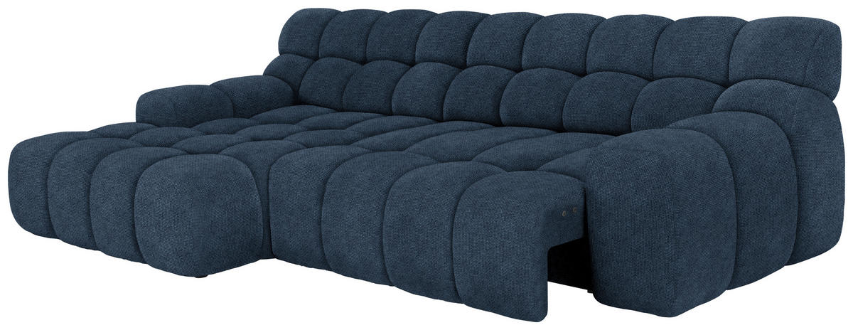 ECKSOFA in Webstoff Dunkelblau  - Schwarz/Dunkelblau, Modern, Kunststoff/Textil (180/297cm) - Welnova