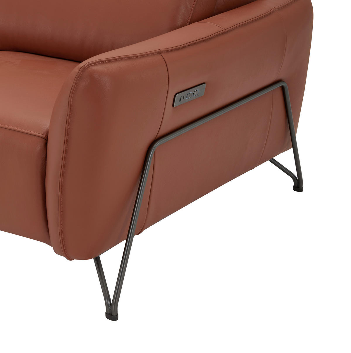 3-SITZER-SOFA Echtleder Cognac  - Cognac/Schwarz, LIFESTYLE, Leder/Metall (198/83/107/111cm) - Livetastic