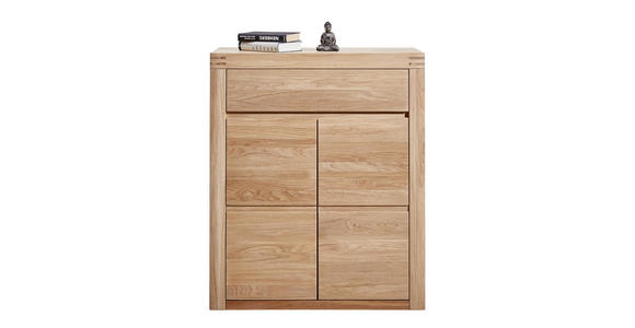 KOMMODE Wildeiche furniert, massiv geölt, gewachst Eichefarben - Eichefarben, KONVENTIONELL, Holz/Holzwerkstoff (85/103/37cm) - Linea Natura