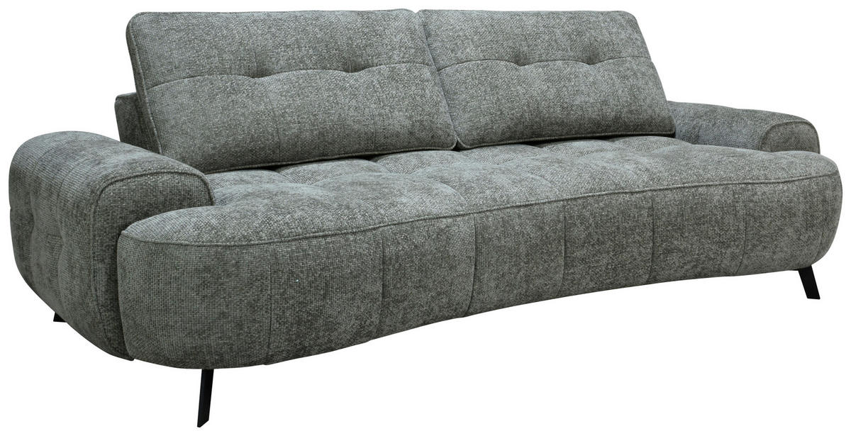 2-SITZER-SOFA Chenille Grau  - Schwarz/Grau, Design, Kunststoff/Textil (230/84/104/111/122cm) - Livetastic