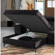 ECKSOFA Graphitfarben Velours  - Schwarz/Graphitfarben, Design, Textil/Metall (181/267cm) - Carryhome