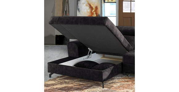 ECKSOFA Graphitfarben Velours  - Schwarz/Graphitfarben, Design, Textil/Metall (181/267cm) - Carryhome