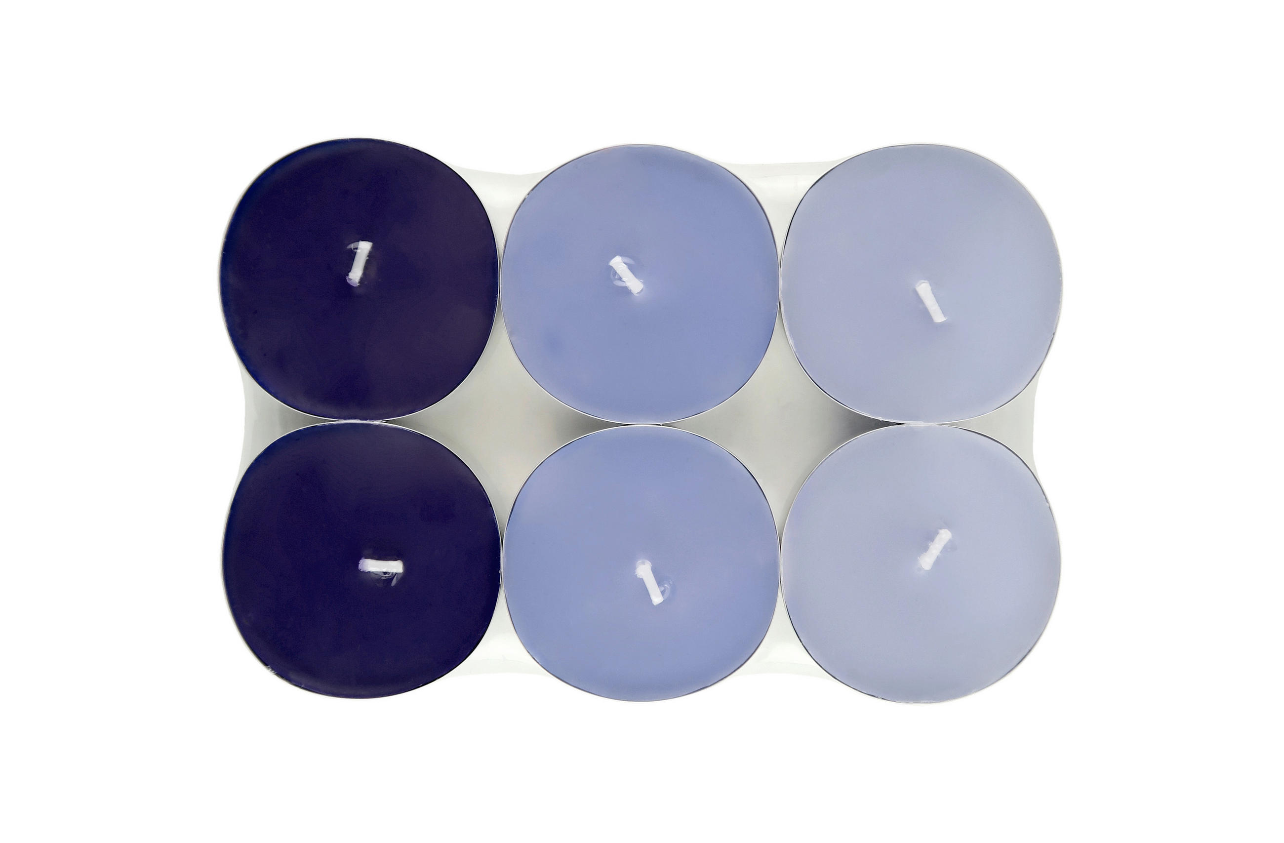 SADA ČAJOVÝCH SVIEČOK levanduľa 6 kus - lila/orgovánová, Basics, kov/parafín (5,7/1,9cm) - Ambia Home