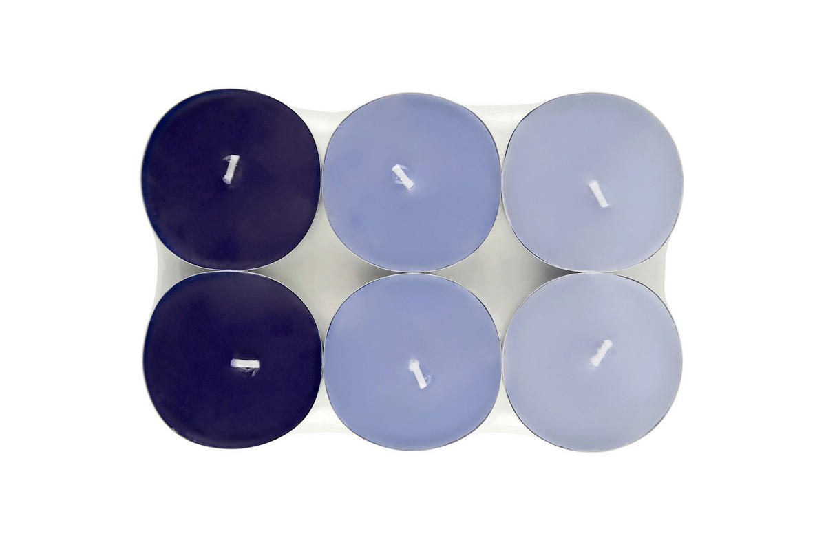 SADA ČAJOVÝCH SVIEČOK levanduľa 6 kus - lila/orgovánová, Basics, kov/parafín (5,7/1,9cm) - Ambia Home