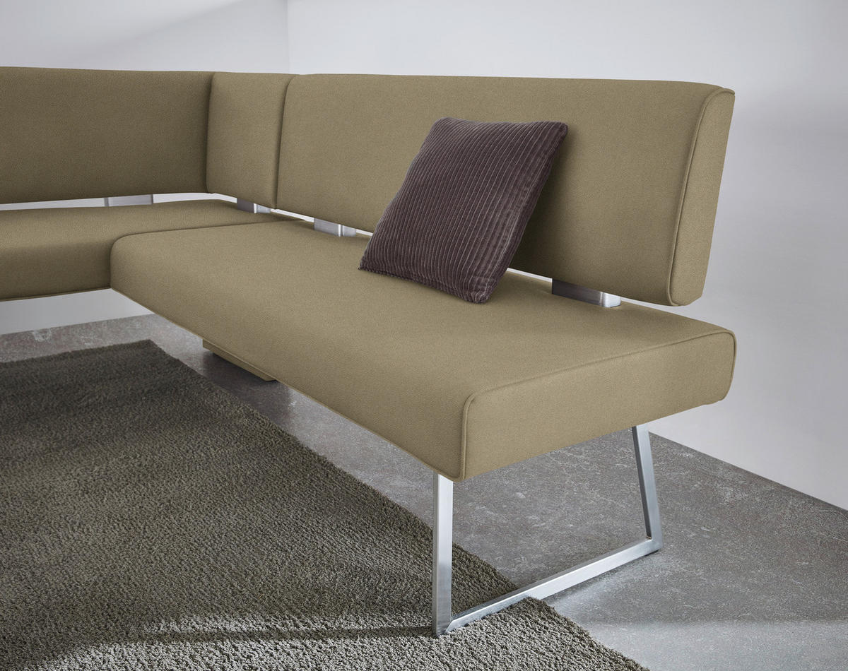 ECKBANK 137/219 cm  in Grün, Edelstahlfarben  - Edelstahlfarben/Grün, Design, Textil/Metall (137/219cm) - Dieter Knoll