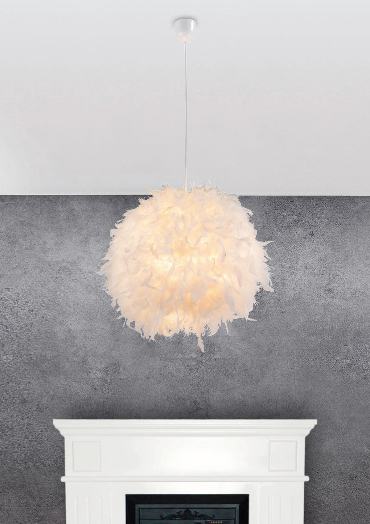 HÄNGLAMPA 45/120 cm  - vit, Basics, textil/plast (45/120cm) - Globo