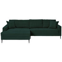 ECKSOFA Dunkelgrün Cord  - Dunkelgrün/Schwarz, KONVENTIONELL, Textil/Metall (173/276cm) - Carryhome