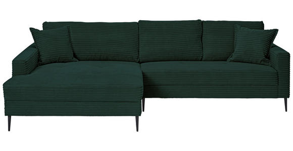 ECKSOFA  in Cord Dunkelgrün  173/276 cm  - Dunkelgrün/Schwarz, KONVENTIONELL, Textil/Metall (173/276cm) - Carryhome