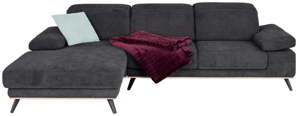 ECKSOFA ROYCE Graphitfarben Struktur  - Schwarz/Graphitfarben, MODERN, Textil/Metall (194/283cm) - MID.YOU