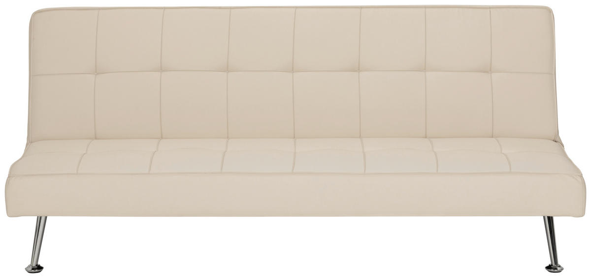 SCHLAFSOFA Lederlook Creme  - Silberfarben/Creme, Basics, Textil/Metall (179/74/91cm) - P & B
