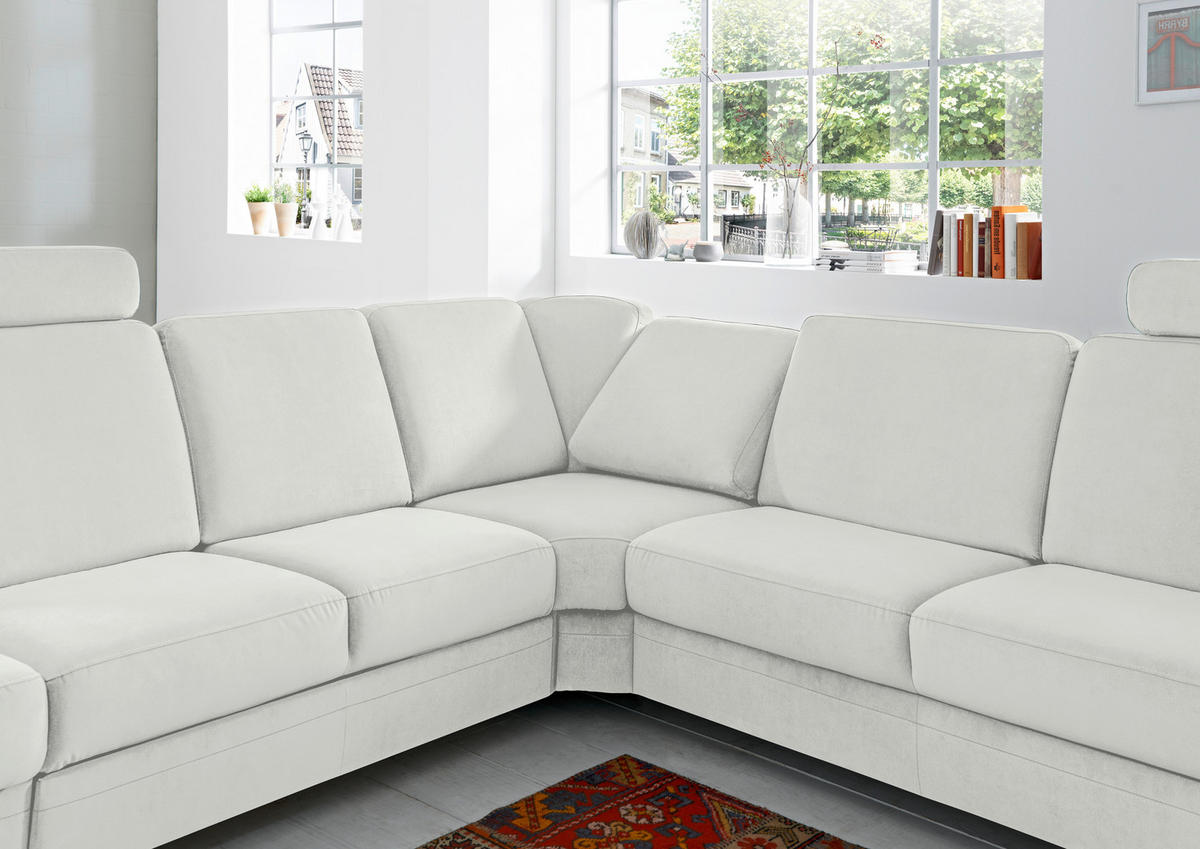 ECKSOFA in Flachgewebe Hellgrau  289/269 cm  - Hellgrau/Alufarben, KONVENTIONELL, Textil/Metall (289/269cm) - Beldomo System