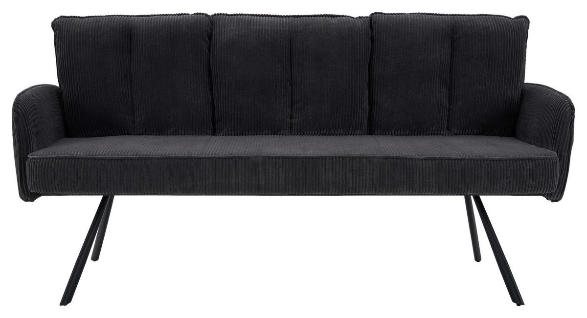 SITZBANK 180/93/67 cm Cord Dunkelgrau  - Dunkelgrau/Schwarz, Design, Textil/Metall (180/93/67cm) - Novel