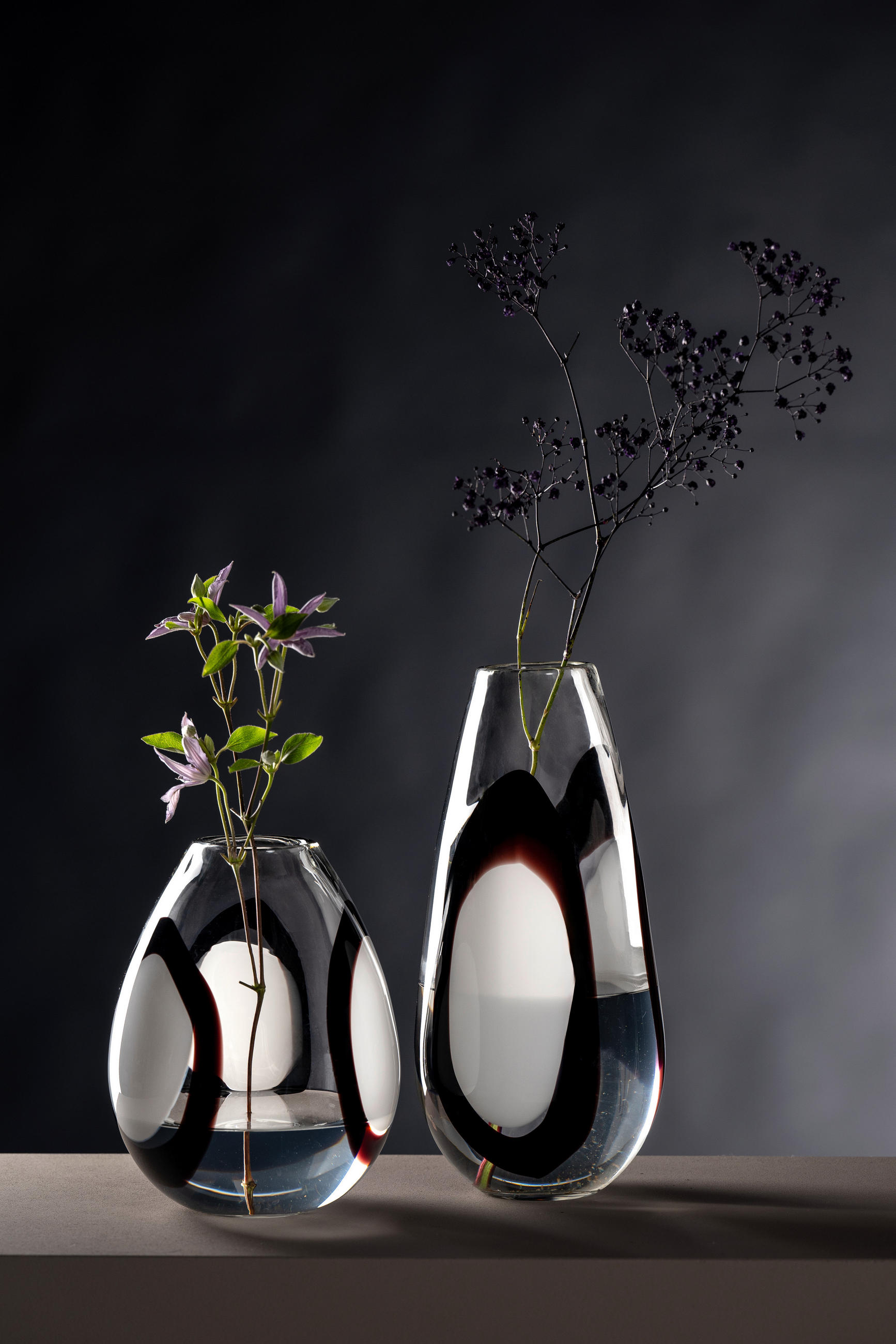 VASE OCCHI BIANCHI  - Klar/Schwarz, Design, Glas (20,5/25,2/20,5cm) - Leonardo