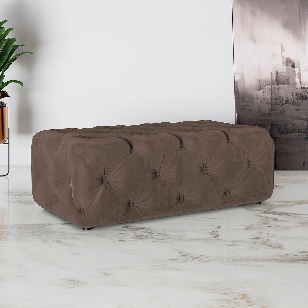 HOCKER in Textil Braun  - Schwarz/Braun, Design, Kunststoff/Textil (130/39/65cm) - P & B