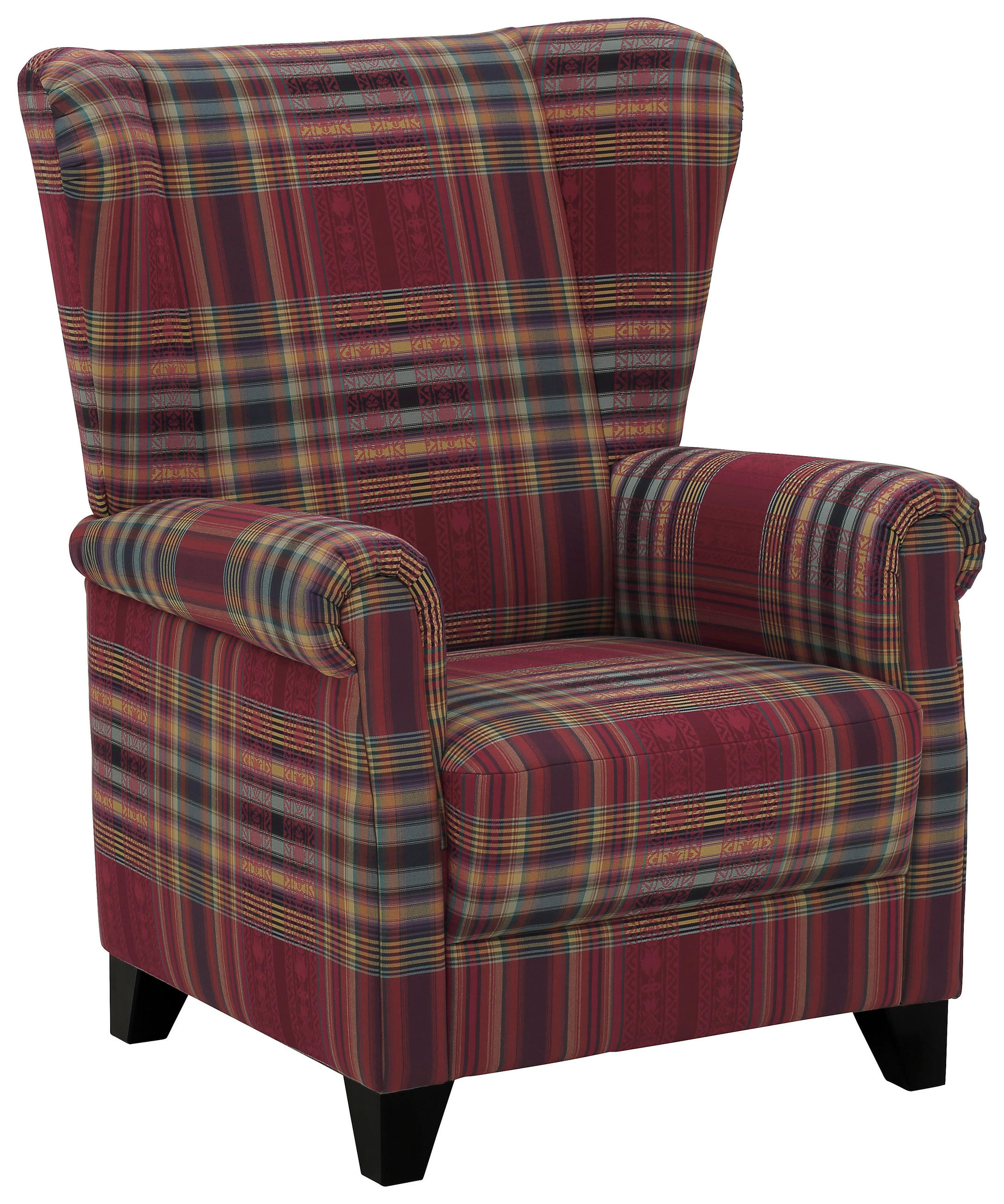 OHRENSESSEL in Flachgewebe Dunkelrot, Weinrot - Weinrot/Schwarz, KONVENTIONELL, Holz/Textil (83/86/108cm) - Elegando
