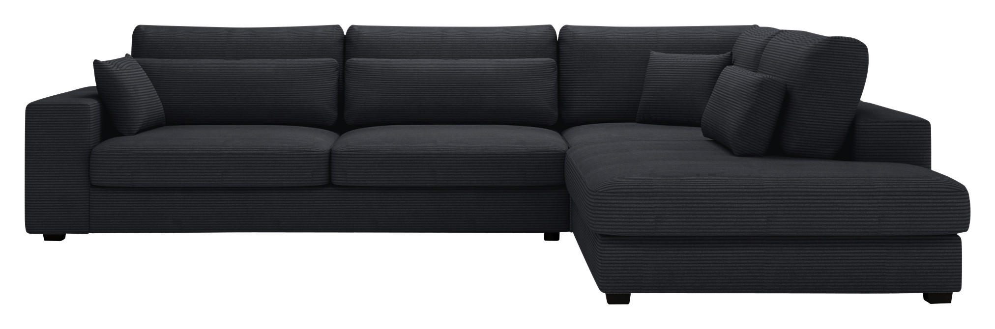 ECKSOFA in Cord Schwarz  - Schwarz, Konventionell, Kunststoff/Textil (314/250cm) - Carryhome