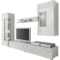 WOHNWAND  in Weiß  230/148/42 cm  - Silberfarben/Weiß, Design, Glas/Holzwerkstoff (230/148/42cm) - Livetastic