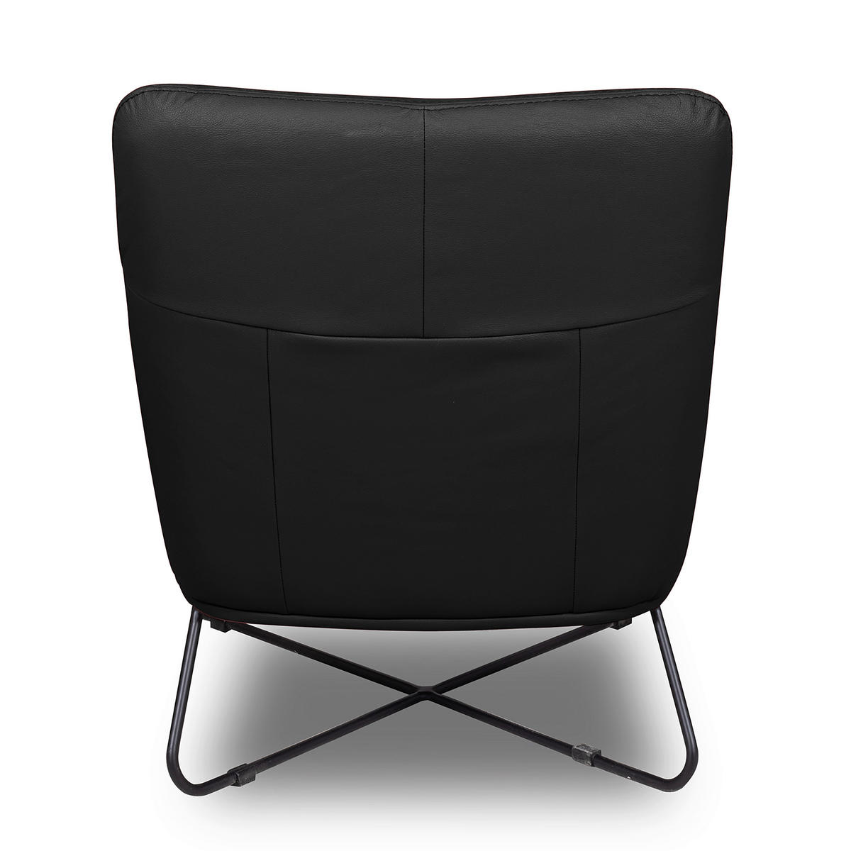 SESSEL in Echtleder Schwarz  - Schwarz, Design, Leder/Metall (67/87/74cm) - Livetastic