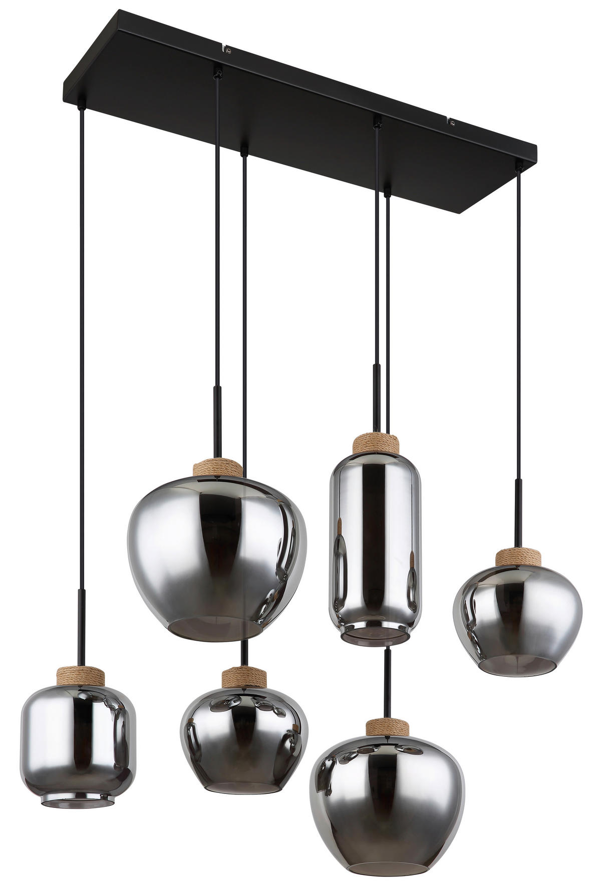 ZÁVĚSNÉ SVÍTIDLO, 80/40/120 cm  - černá/přírodní barvy, Design, kov/textil (80/40/120cm) - Globo