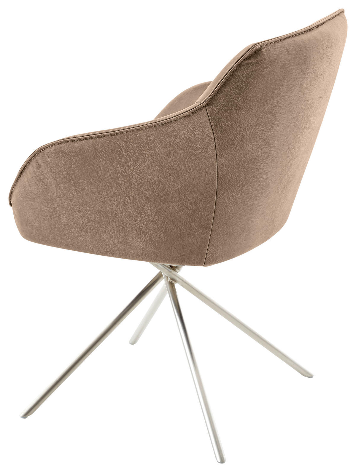 ARMLEHNSTUHL  in Nickel Echtleder naturbelassen  - Edelstahlfarben/Beige, Design, Leder/Metall (60/84/67cm) - Koinor