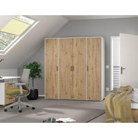 DREHTÜRENSCHRANK 187/194/53 cm 4-türig Weiß, Eiche Artisan  - Eiche Artisan/Weiß, MODERN, Holzwerkstoff/Kunststoff (187/194/53cm) - Rauch Möbel