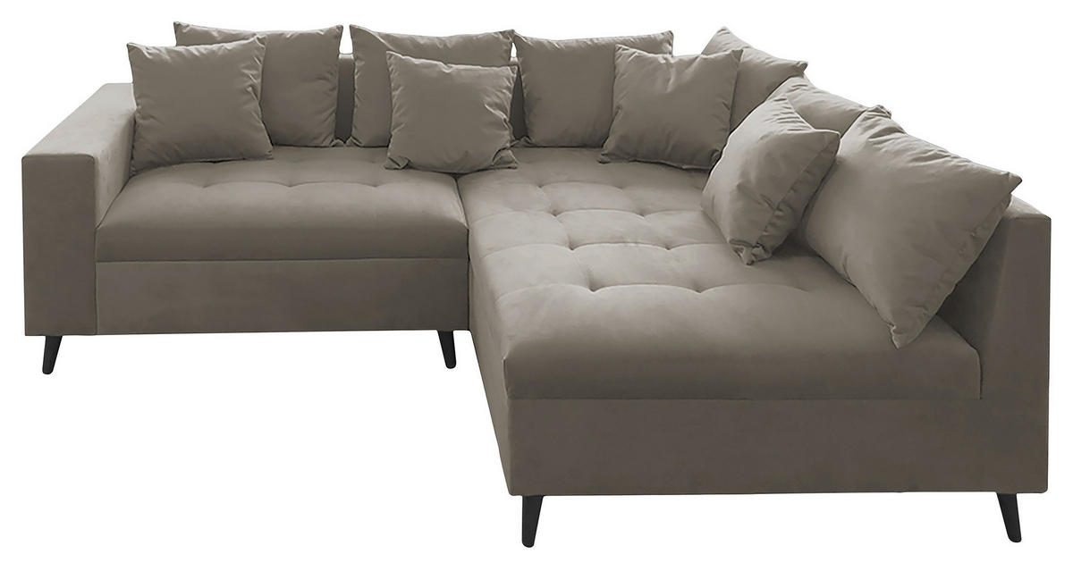 Ecksofa inkl. Hocker in Webstoff Grau  - Schwarz/Grau, Design, Holz/Textil (247/174cm) - MID.YOU