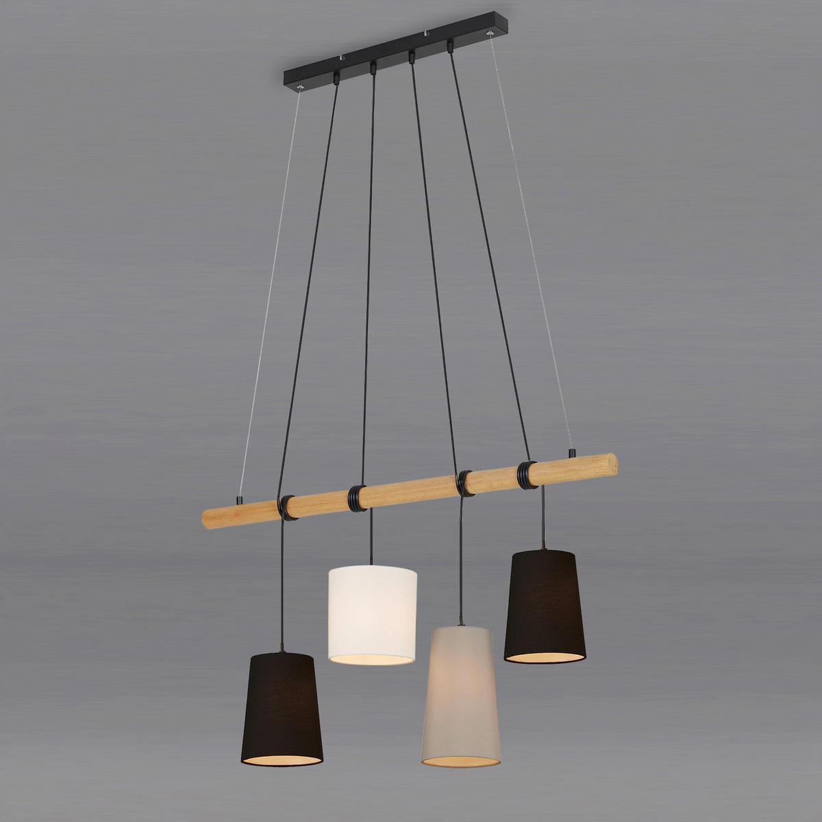 PENDELLAMPA 90/170 cm  - vit/svart, Basics, trä/textil (90/170cm)