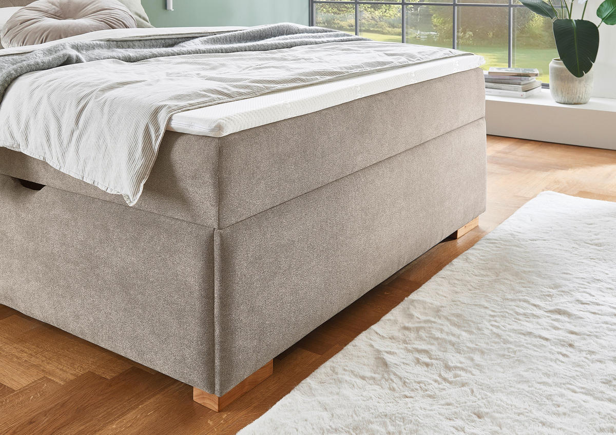 BOXBETT 140/200 cm  in Creme  - Eichefarben/Creme, Basics, Holz/Textil (140/200cm) - Boxxx
