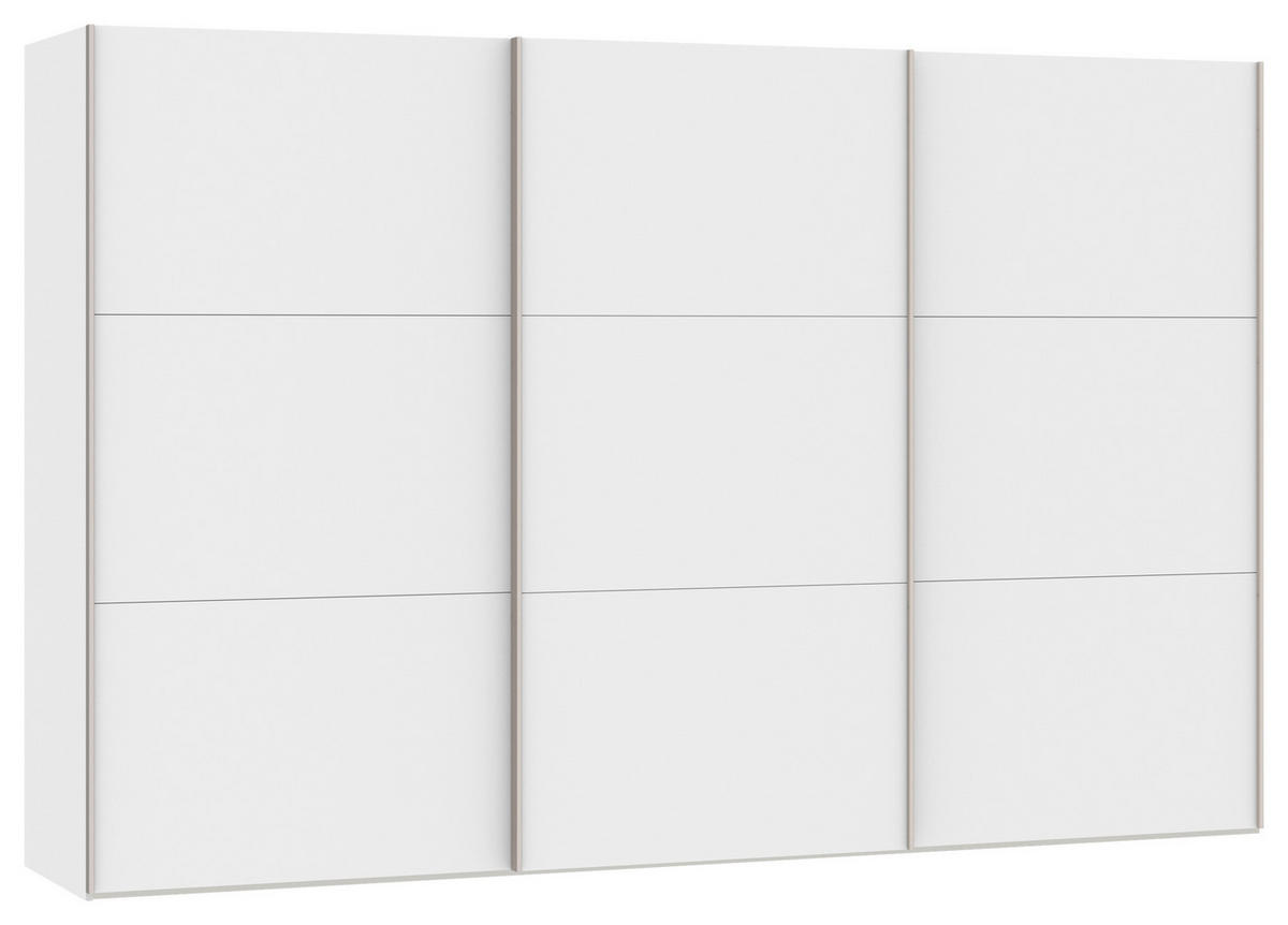 SCHWEBETÜRENSCHRANK  in Weiß  - Edelstahlfarben/Weiß, Design, Holzwerkstoff (303/195/65cm) - Boxxx