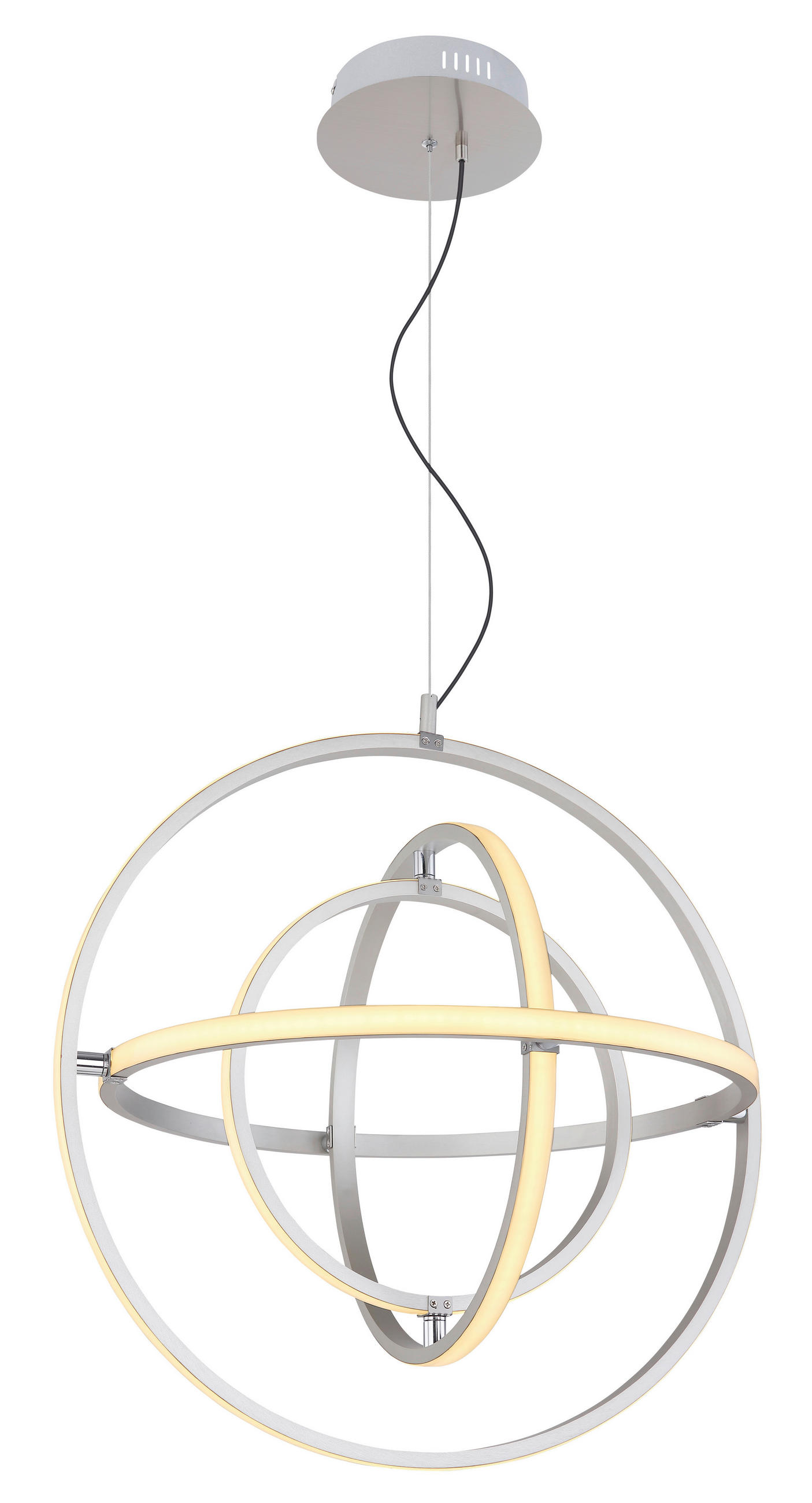 LED-HÄNGELEUCHTE 58/150 cm    - Opal/Nickelfarben, Basics, Kunststoff/Metall (58/150cm) - Globo
