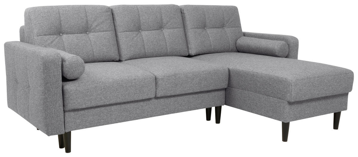 ECKSOFA in Flachgewebe Dunkelgrau  - Dunkelgrau/Schwarz, Konventionell, Holz/Textil (223/157cm) - MID.YOU