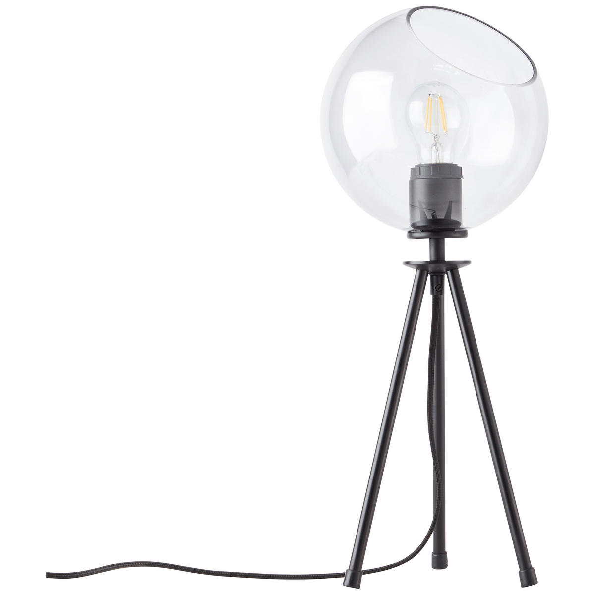 TISCHLEUCHTE AFTON 20/50 cm   - Transparent/Schwarz, Design, Glas/Metall (20/50cm)