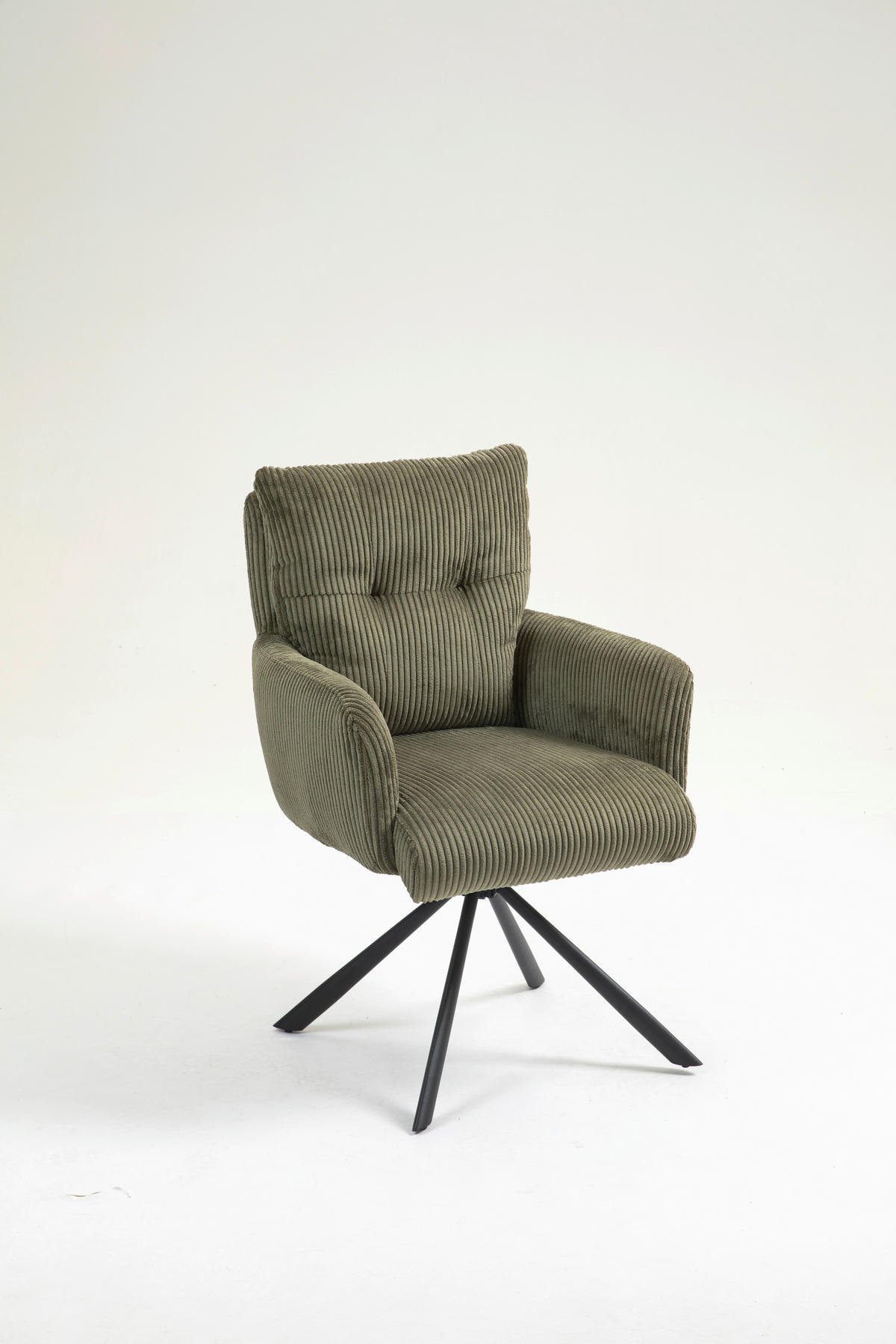 ARMLEHNSTUHL  in Eisen Cord  - Schwarz/Grün, KONVENTIONELL, Textil/Metall (60/95/67cm) - MID.YOU