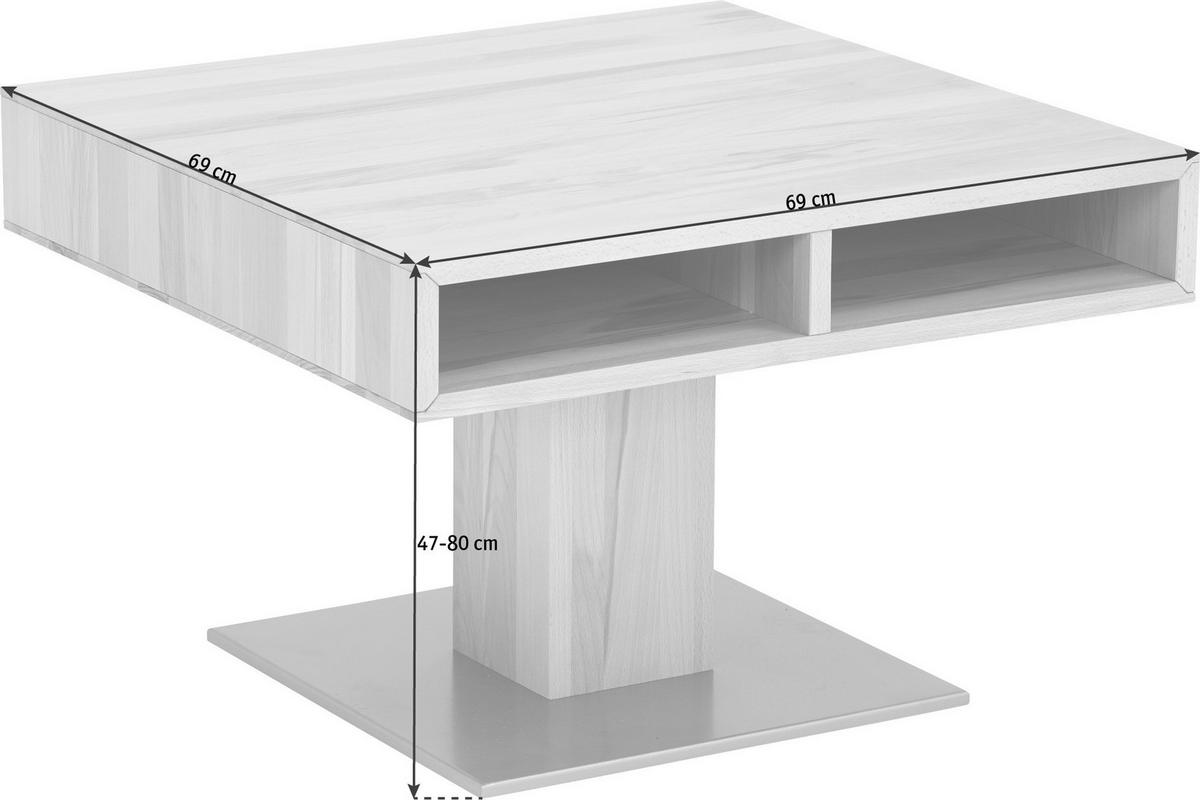 COUCHTISCH Buche, Kernbuche massiv 69/69/47 cm quadratisch Braun, Buchefarben  - Champagner/Buchefarben, Design, Holz/Metall (69/69/47cm) - Anrei