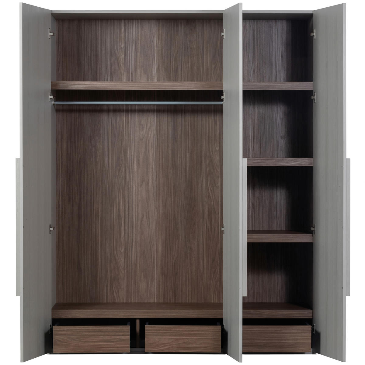DREHTÜRENSCHRANK 165/210/58 cm 3-türig Grau  - Walnussfarben/Grau, Design, Holz (165/210/58cm) - Livetastic