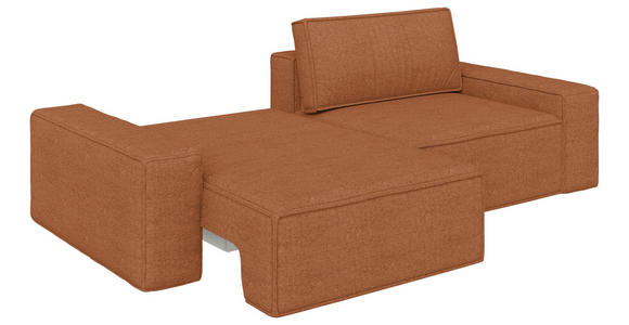 SCHLAFSOFA  mit Liegefunktion, Schlafen auf Sitzhöhe, Rücken echt Webstoff Rostfarben  - Rostfarben/Schwarz, KONVENTIONELL, Kunststoff/Textil (256/83/115cm) - Carryhome