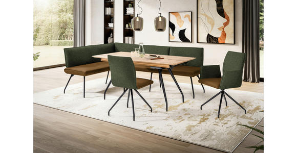 ECKBANK 165/225 cm  in Olivgrün  - Schwarz/Olivgrün, Design, Textil/Metall (165/225cm) - Moderano