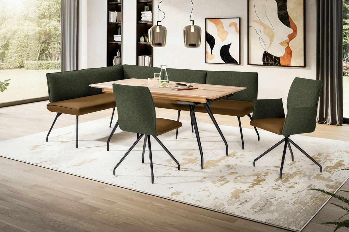 ECKBANK 165/225 cm  in Olivgrün  - Schwarz/Olivgrün, Design, Textil/Metall (165/225cm) - Moderano