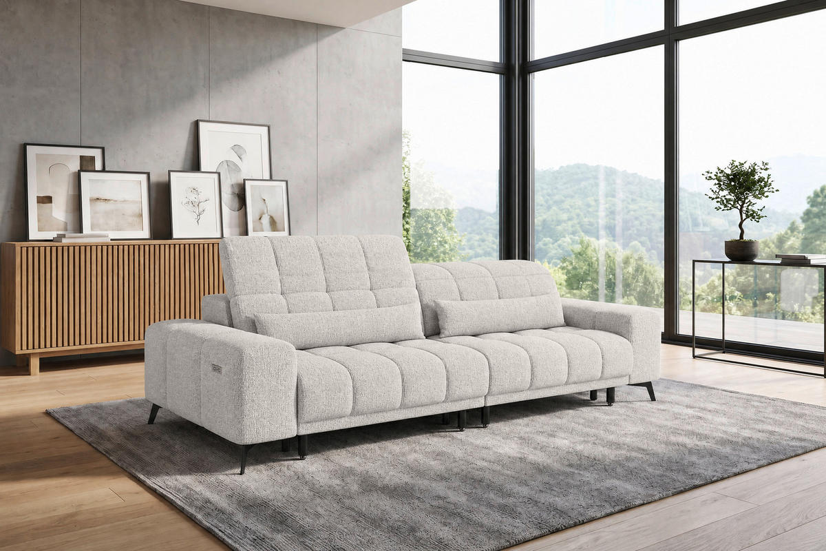 BIGSOFA Chenille Grau  - Schwarz/Grau, MODERN, Textil/Metall (300/112/121cm) - Xora