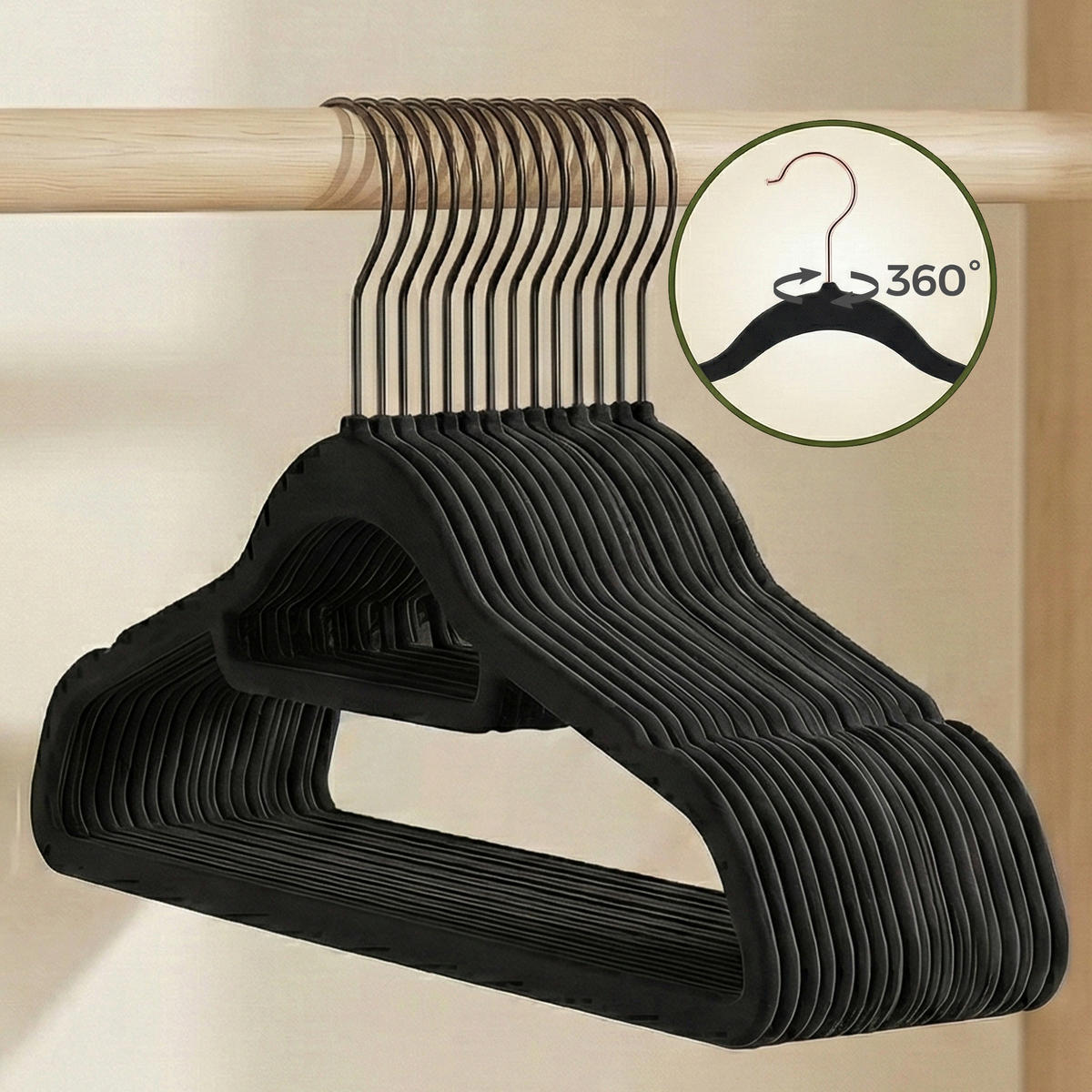 KLEIDERBÜGELSET Metall, Kunststoff, Textil  - Schwarz, Trend, Kunststoff/Textil (43,5/22,5/9cm) - Boxxx