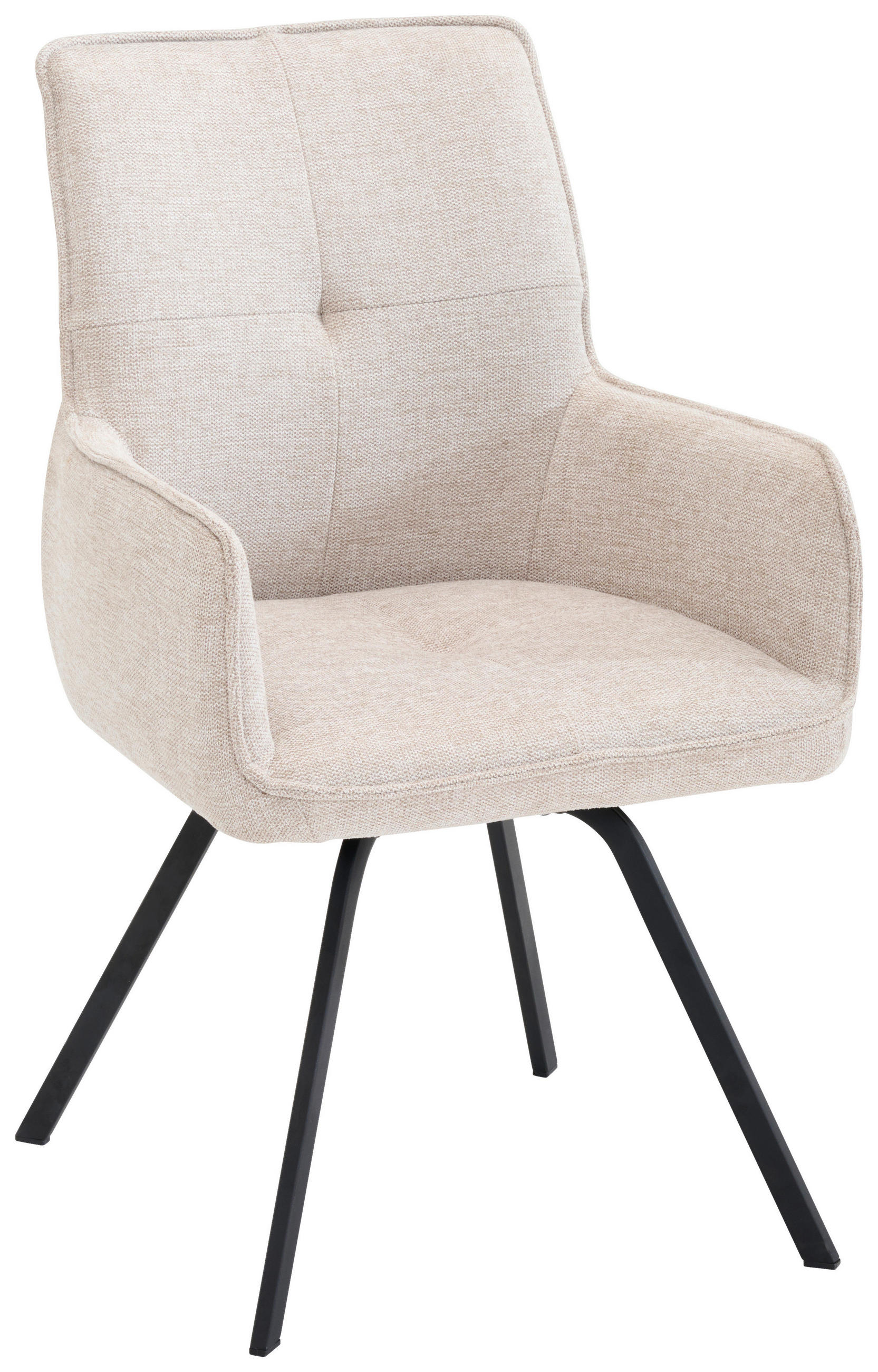 ARMLEHNSTUHL  in Stahl Chenille  - Beige/Schwarz, Design, Textil/Metall (56/89/62cm) - Welnova