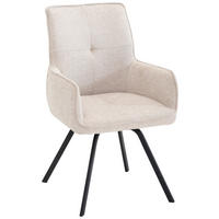 ARMLEHNSTUHL  in Stahl Chenille  - Beige/Schwarz, Design, Textil/Metall (56/89/62cm) - Welnova
