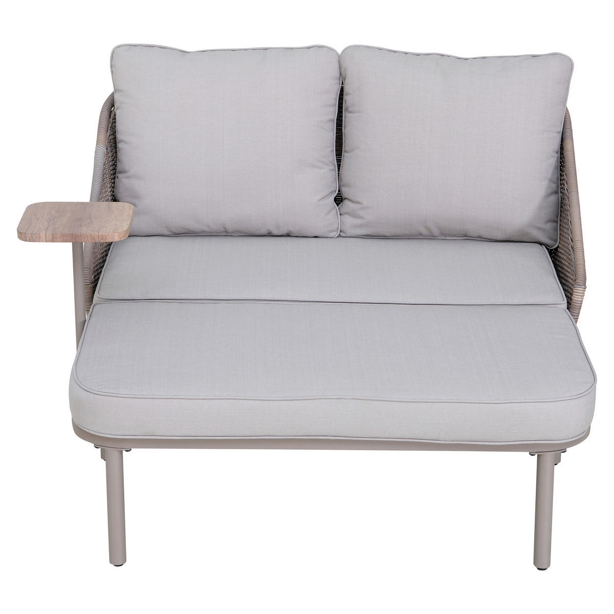 DOPPELLIEGE 142/82/128 cm Rattan  - Naturfarben/Grau, Basics, Holz/Kunststoff (142/82/128cm) - Modante