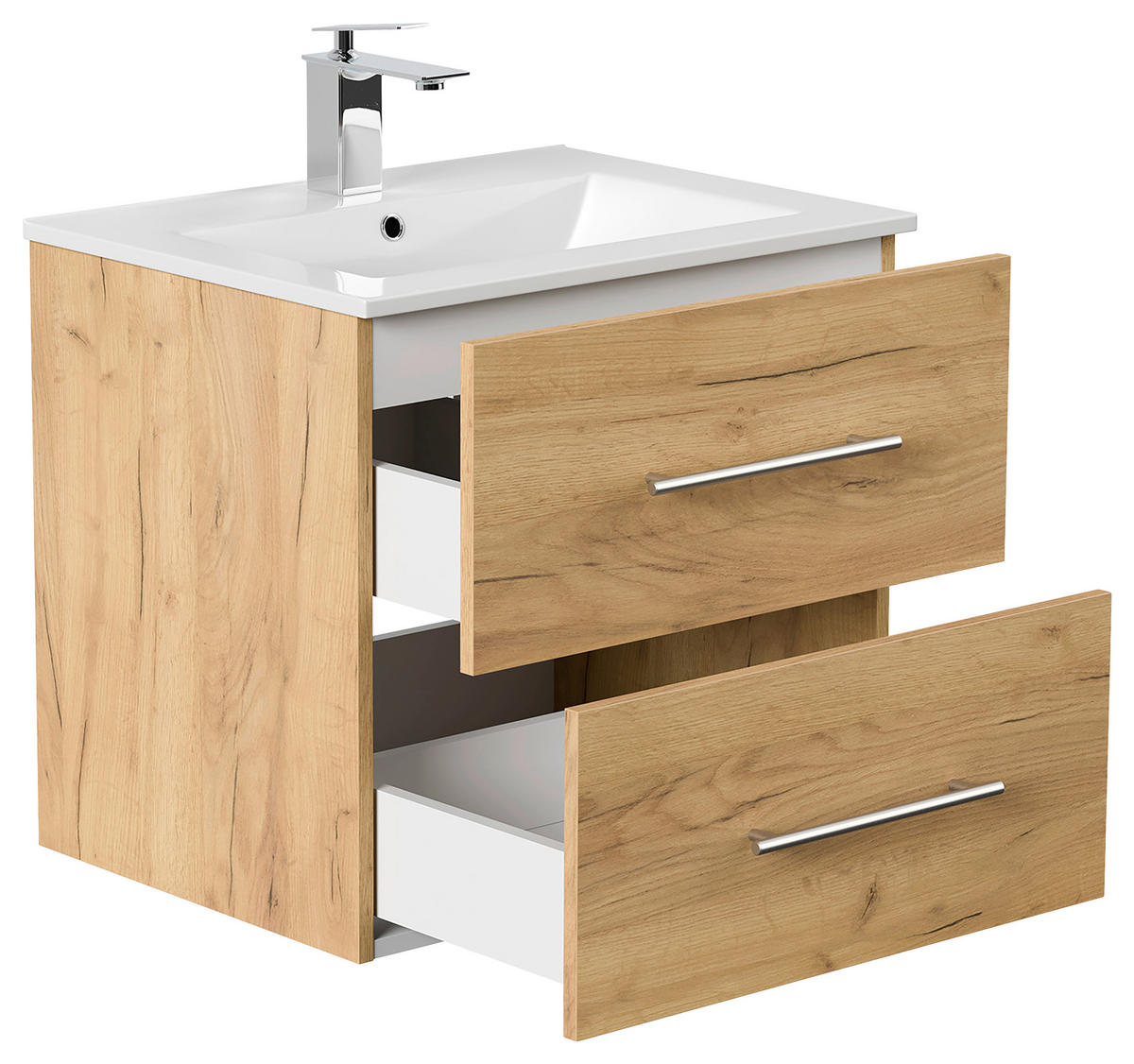 WASCHTISCHKOMBI 61,5 cm  - Eichefarben/Weiß, Basics, Keramik/Holzwerkstoff (61,5cm) - MID.YOU