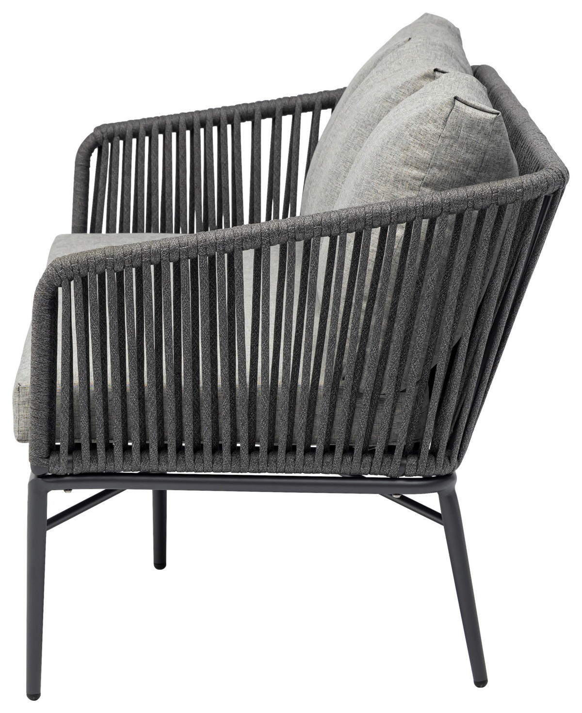 LOUNGEGARNITUR Aluminium  - Dunkelgrau/Anthrazit, MODERN, Kunststoff/Metall (185/65/75cm) - Ambia Garden