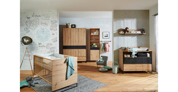 WICKELKOMMODE Yunai 120/106/77,8 cm - Eichefarben/Anthrazit, Trend, Holzwerkstoff (120/106/77,8cm) - My Baby Lou