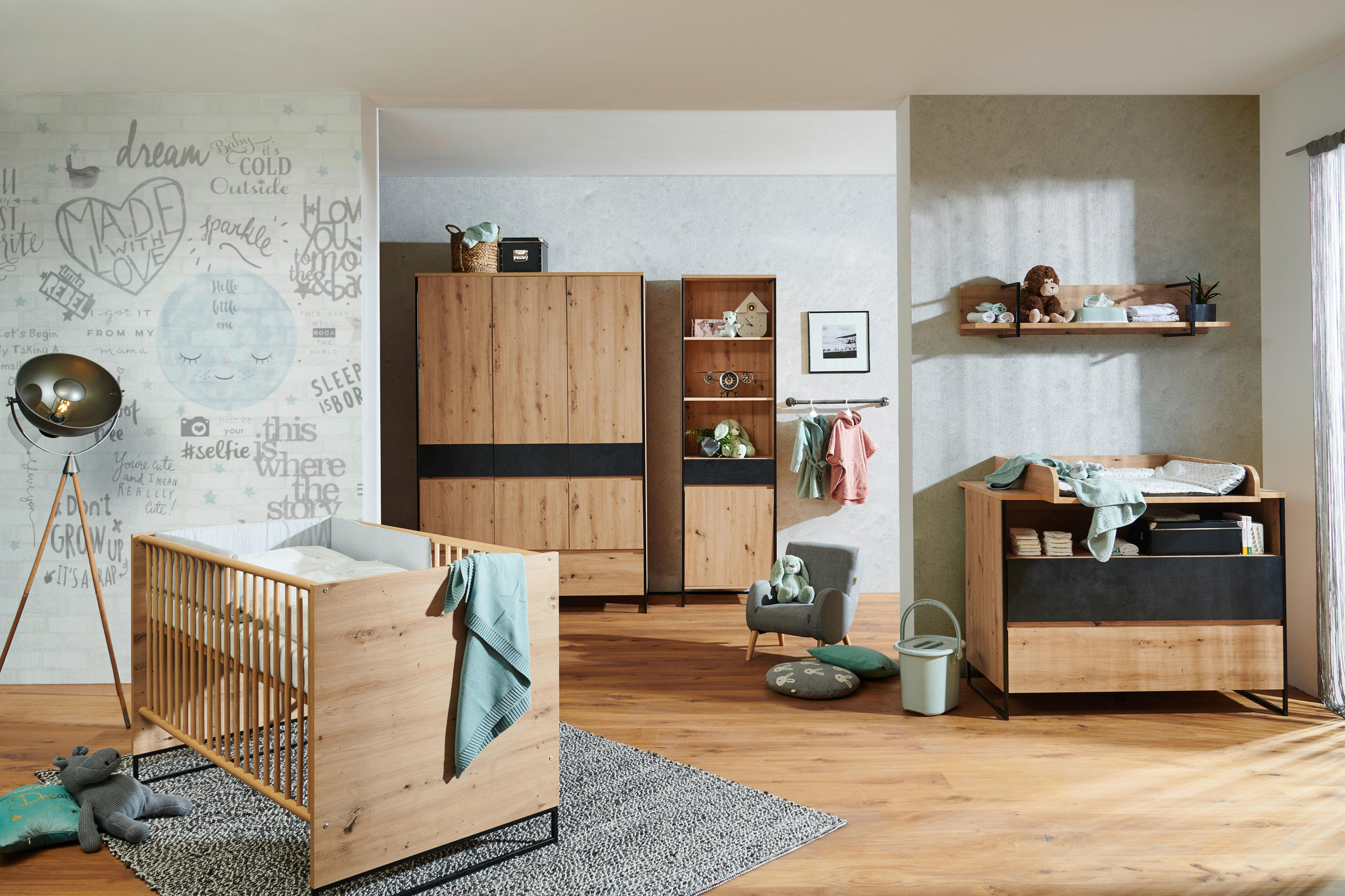 My Baby Lou SKŘÍŇ DO POKOJE PRO MIMINKO antracitová, barvy dubu,