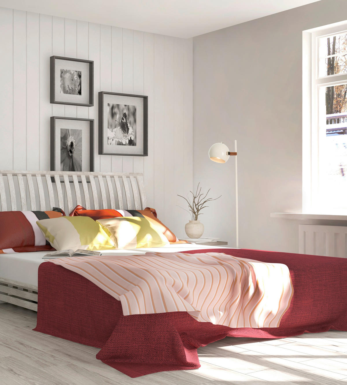 GOLVLAMPA  26/147,5/37 cm   - vit/kromfärg, Design, metall/textil (26/147,5/37cm)